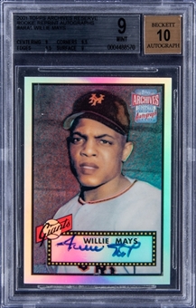 2001 Topps Archives Reserve Rookie Reprint Autographs #ARA1 Willie Mays Signed Card - BGS MINT 9/BGS 10